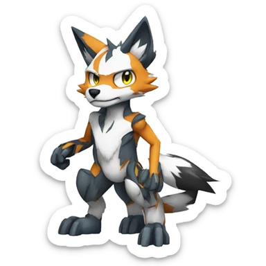  Cool Edgy Digimon-Fakemon-Fox with edgy markings full body sticker