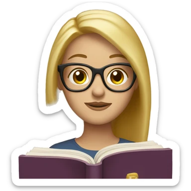 Blonde gal with glasses reading a Bible sticker