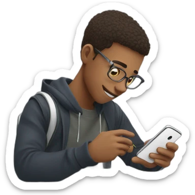 a student has a mobile phone in his hand while doing an exam sticker