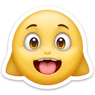 Cute little emoji with cross-eyed derpy face and tongue sticking out sticker