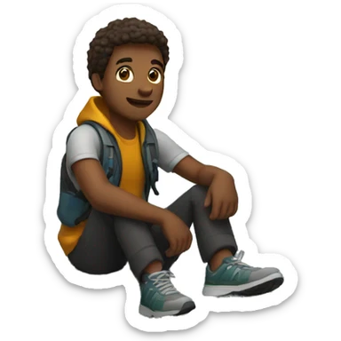 man sitting on mountain sticker