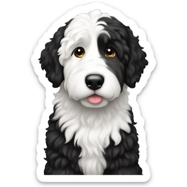 tall black and white f1 bernedoodle sticker