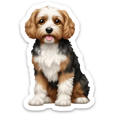 Cavapoo dog black tan and white sticker