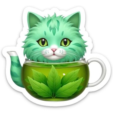 Minty Leaf Juicy Feline Fluffy Tea Sprigatito-Fakémon-creature sticker