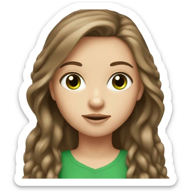 White girl with long brown hair and green eyes sticker