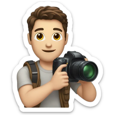 white male brunette youtuber with camera in hand sticker