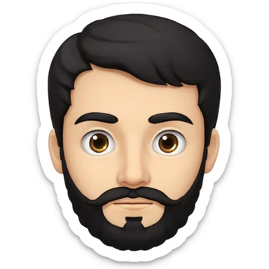 young fair skin Pakistani man with black beard wavy hair and squinted eyes and thick eyebrows sticker
