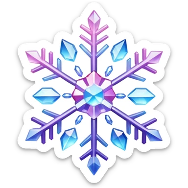 Gradient iridescent Pastel Pink violet blue white crystal gemstone snowflake  sticker