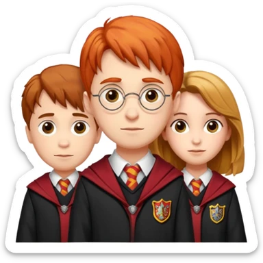 harry potter, ronald weasley and hermione granger in gryfinndor uniform sticker