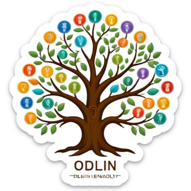 created a highly detailed but manly looking family genealogy logo with multiple colors and make sure it include the name Odlin. sticker