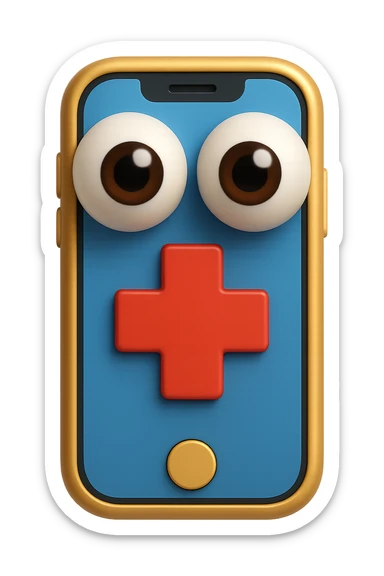 emoji 3d stile iphone di schermo medico con occhi 3d sticker
