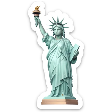 Statue of Liberty with gentle pastel colors, not bright sticker