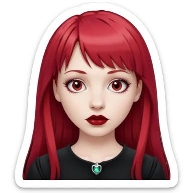White girl with red hair, bangs and gothic  sticker