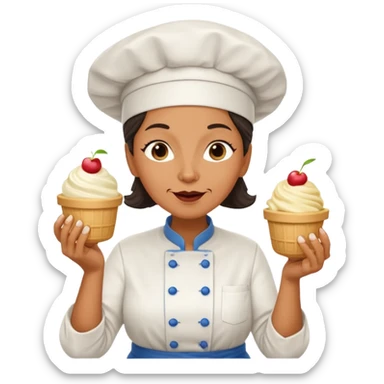 Old femaleChef trying multiple scoops of gelato sticker