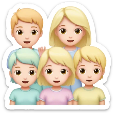 children in pastel clothes play sticker