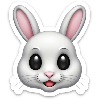 emoji d'une tête de lapin squelette noire qui dit bonjour de la main sticker