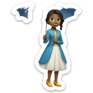 Princesa tipo Disney con un paraguas bajo la lluvia caminando por el parque  sticker