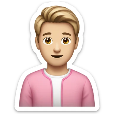 A white boy, with brown hair, I mean really really brown hair, no blonde bullshit, with a bowlcut wearing pink clothes sticker