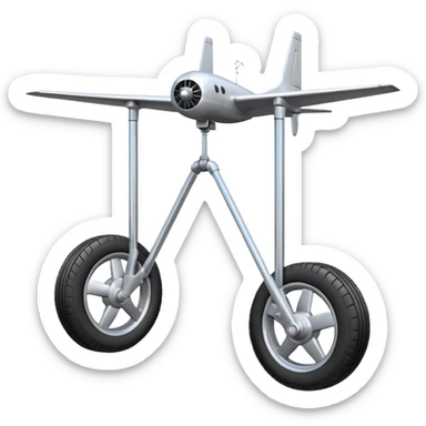 Emoji-style aircraft landing gear with a single wheel and strut, simplified design, clean lines, cartoon-like, isolated on white background, minimal shading sticker