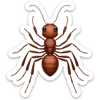 Cinematic Industrious Ant Portrait Emoji, Poised and diligent, with a tiny, meticulously detailed body in earthy tones, sharp, observant eyes and agile limbs, Simplified yet precise and sophisticated features, highly detailed, glowing with a soft, natural luminescence, high shine, intelligent and determined, stylized with an air of hardworking resilience, focused and alert, soft glowing outline, capturing the essence of a watchful ant that appears ready to march out of the screen with effortless precision! sticker