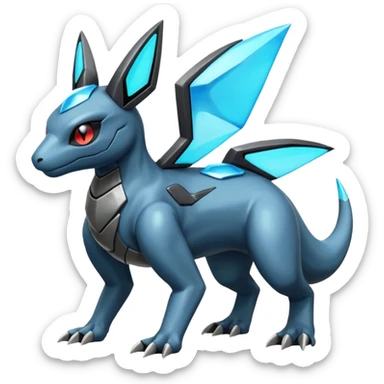 Shiny Futuristic Dusclops-Dusknoir-Salandit-Glaceon-Fakémon-hybrid-creature (full body)  sticker