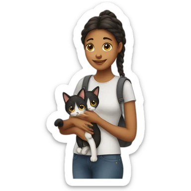 a girl with a cat sticker