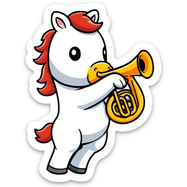 horse playing trumpet sticker