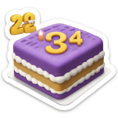 Purple Colored bento birthday with frosting and written on the cake the number 24 sticker