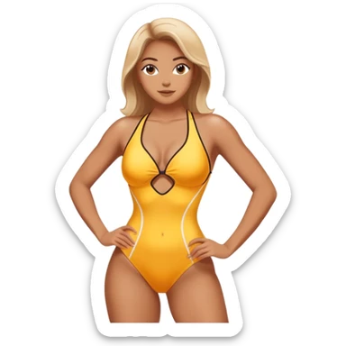 Slim-Thicc woman swimsuit posing (athletic build, perfect body, hourglass figure) sticker