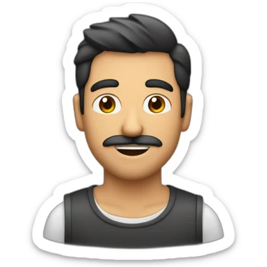 Hombre blanco sin barba ni bigote con pelo negro corto sosteniendo una jarra de cerveza sticker