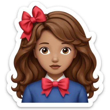 Emoji femme de dos cheveux ondulés brun avec noeud dans les cheveux  sticker