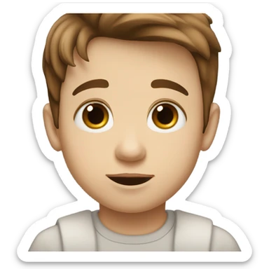 brown eyed boy with a brown hair, small nose, somewhat baby big lips, pale face and big eyes sticker