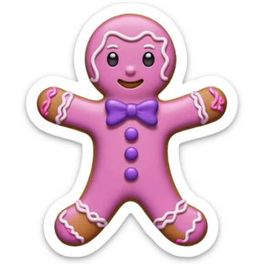 A gingerbread man cute pink and purple super cute and arty  sticker