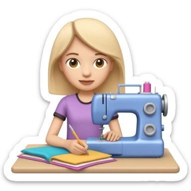 A 3D emoji with a apple Memoji style that the depicts a person who is learning to become a fashion designer as her highchool extended profile. She is young in a highschool age. She has items that are familiar with this job in the field sticker