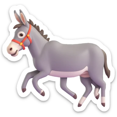 a running donkey, 3D emoji style sticker