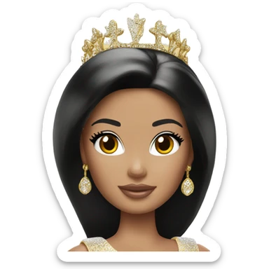 Barbie with black hair with gold tiara  sticker