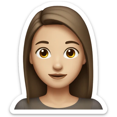 Girl white skin brown straight hair brown eyes middle part sticker