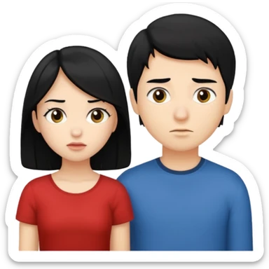 girl with black hair ignore boy with blond hair sticker