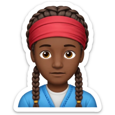 big lose braided man face wiith big visible braids and headband on head sticker