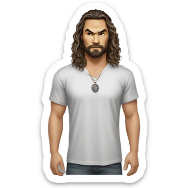 realistic jason momoa wearing tee sticker