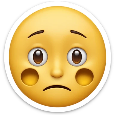 3D illustration of an emoji with a dejected or worried facial expression. sticker