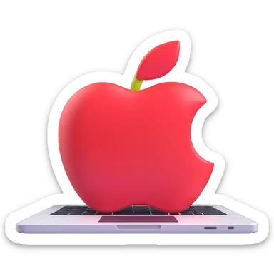 Remove the Mac logo from the laptop, keeping the rest of the image unchanged. Maintain the modern 3D Apple emoji style, soft shadows, glossy details, and transparent background. sticker