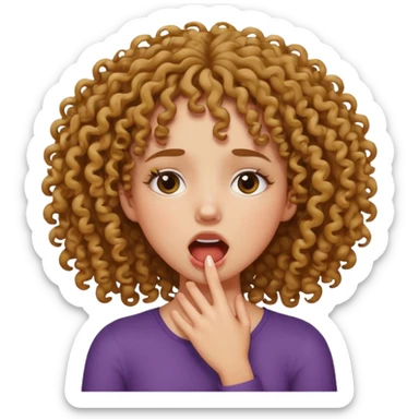 Mixed curly haired girl choking herself with her own hands  sticker
