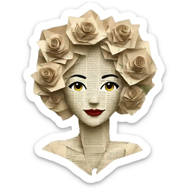  Hemp 420 lady face made of 420 origami newspaper roses hemp leaves lantern fairy lights burning paper and hemp leaves in hair  sticker