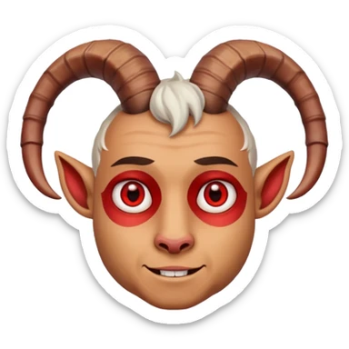 man with goat horn sticker