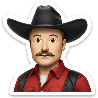  Elon musk eloncho with big mustache and black sombrero mexican hat and Tesla logo red shirt Tesla symbol token sticker