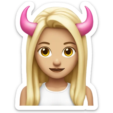 blonde girl with pink demon horns sticker
