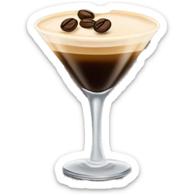 Espresso martini in martini glass with 3 coffee beans garnish sticker
