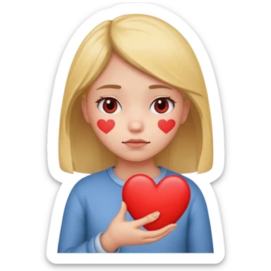 girl handing heart out, sad face  sticker