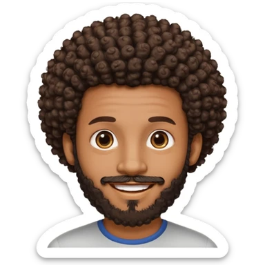 Medium brown skin man with beard and a tiny curly  Afro fade with dark dark brown eyes  sticker